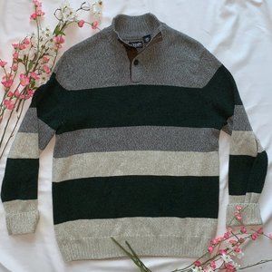 Chaps High Collared Striped Sweatshirt